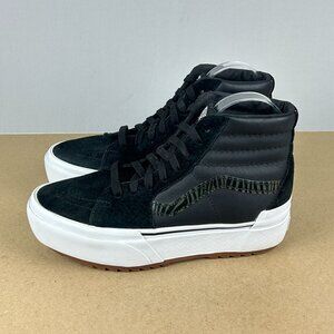 Vans Sk8 Hi Stacked Platform High Top Sneakers Womens 8 Black Gum Zebra Leather